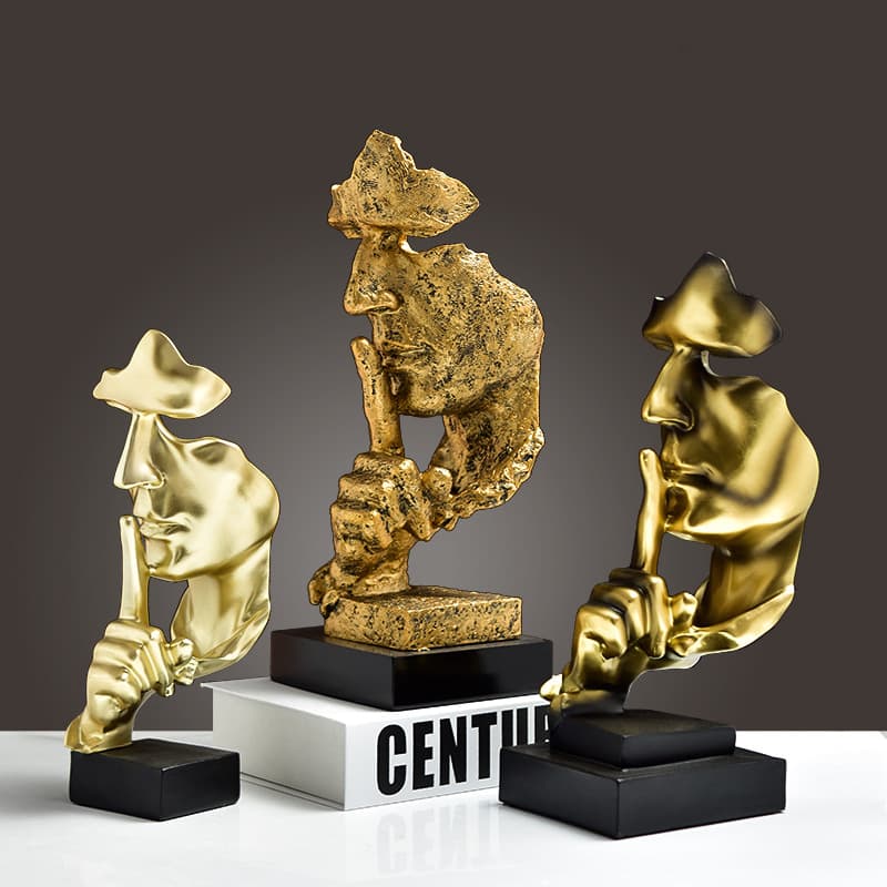 Trendy Mask Abstract Figure Silence is Golden Office Decor Creative Home Art High-End Niche Ornament