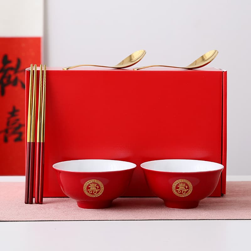Ceramic Longevity Bowl, Gift for Elderly Grandfather Birthday, Longevity Noodle Bowl, Spoon, Chopsticks, 80th Birthday Centennial Souvenir