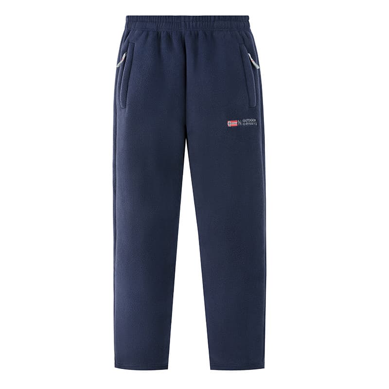 In stock! Norwegian outdoor cold-proof autumn/winter men's warm double-sided polar fleece fleece-lined straight-leg casual pants sweatpants.