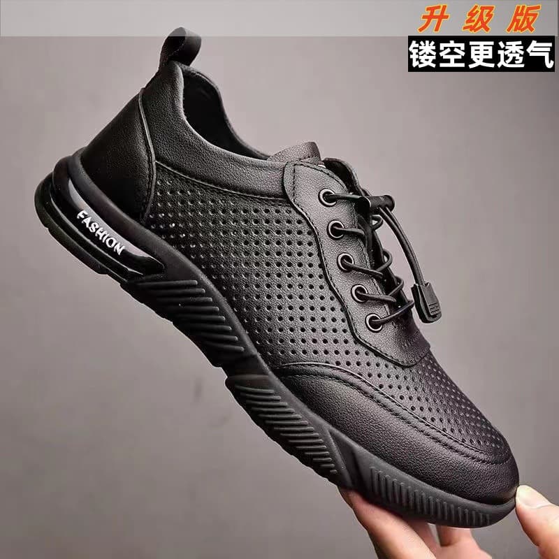 Men's Leather Shoes Breathable Casual Shoes Men's Leather Mesh Shoes Wholesale Soft Sole Soft Upper Comfort Sports Cross-Border Men's Shoes