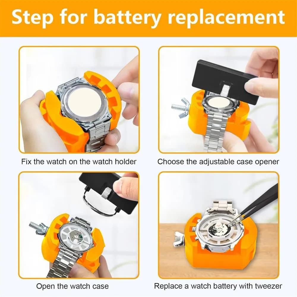 Watch Repair Tool 11-Piece Set, Watch Press Tool Kit, Watch Battery Replacement, Watch Link Removal Kit