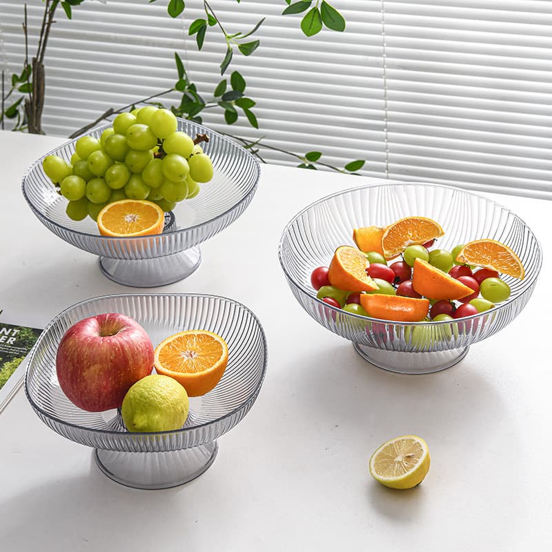 Retro Premium Plastic Fruit Plate Household High-Footed Fruit Tray Snack Display Plate Living Room Creative High-End Candy Dish