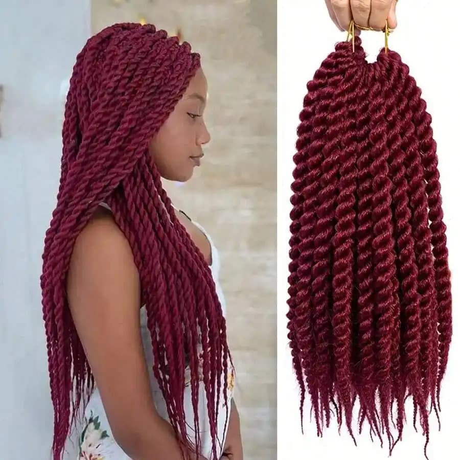 African Medium Thick 12-Strand Hand-Twisted Two-Strand Braid Senegalese Twist Hair Synthetic Crochet Wig Fluffy Hair