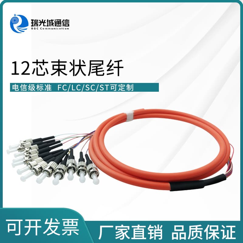 Telecom Grade 12-Core Bundle Pigtail Single-mode Multimode ST/FC/SC/LC Factory Direct