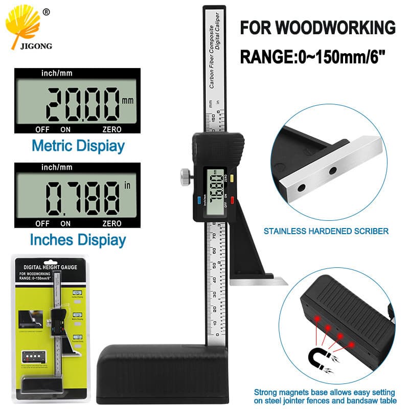 0-150mm Digital Height Gauge Electronic Digital Vernier Height Gauge Woodworking Table Saw Height Gauge Scriber