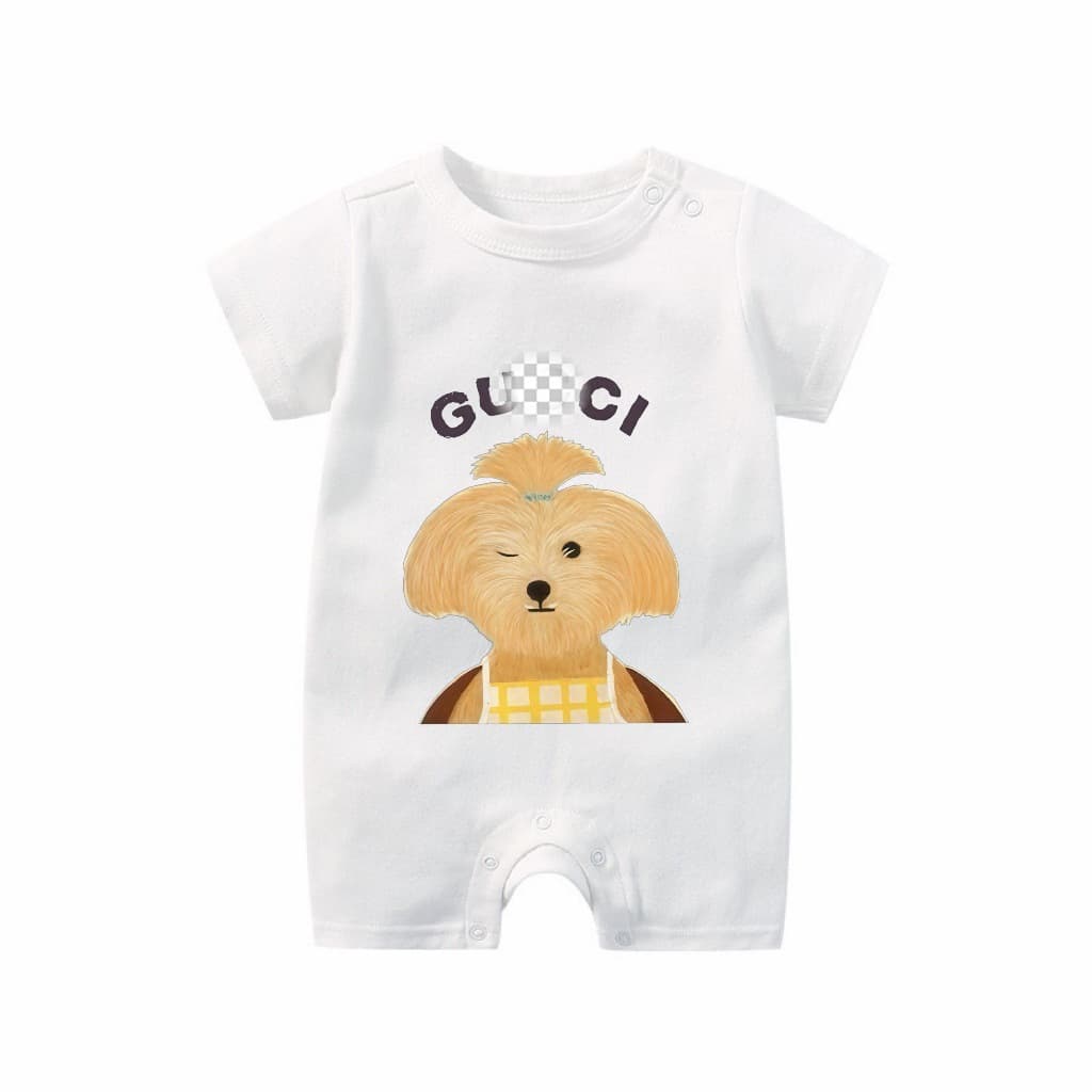 Baby jumpsuit summer short-sleeved pure cotton cartoon dog pattern baby crawling suit cute universal for boys and girls