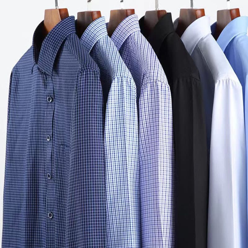 Foreign trade spot middle-aged men's long-sleeved plaid shirt loose casual fashion dad wear square collar shirt for men