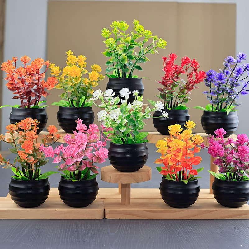 Cross-Border Simulation Flower Eucalyptus Bonsai - Home/Living Room Desktop Green Plant Mini Potted Plastic Fake Flower Decor