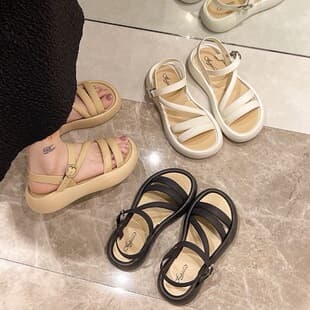 Women's Sandals Outdoor 2024 Summer New Fashion Thickened Open-Toe Roman Style Matching Dresses Beach Sandals
