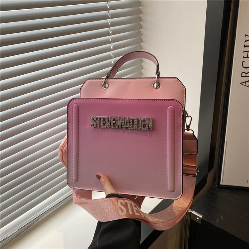 Trendy Women's Bag 2025 Summer New Fashion Large Capacity Handbag Popular Letter Shoulder Bag Solid Color Crossbody Bag