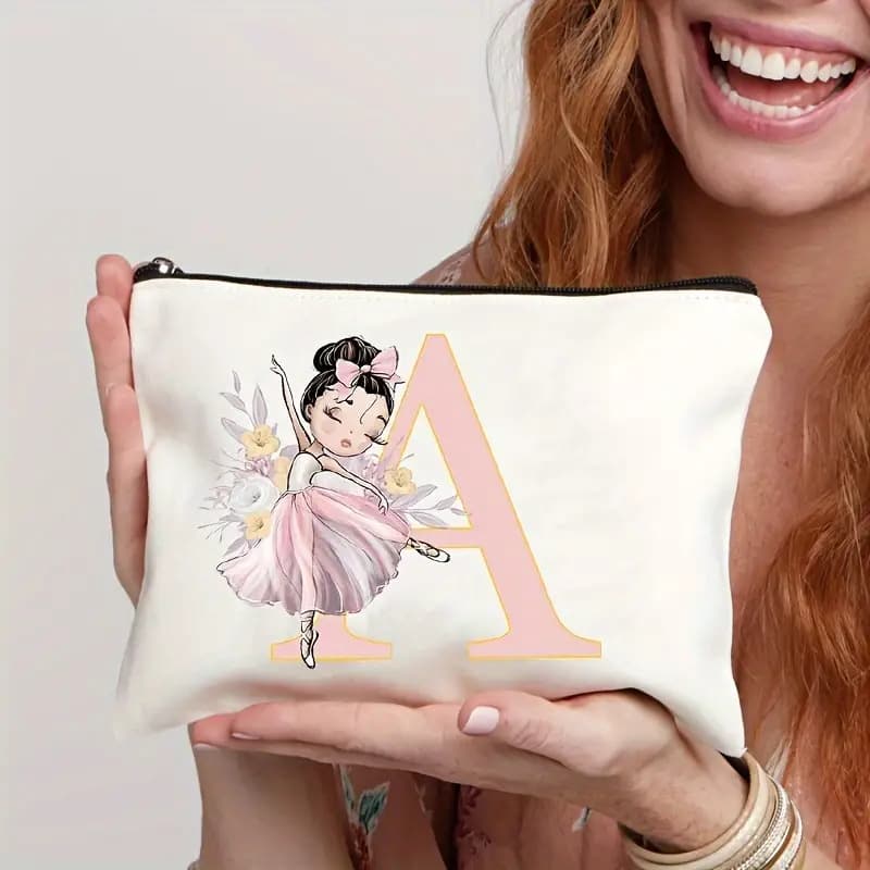 Cross-Border Women's Toiletry Bag, Ballerina Letter Cosmetic Bag, Large Capacity Travel Organizer Gift