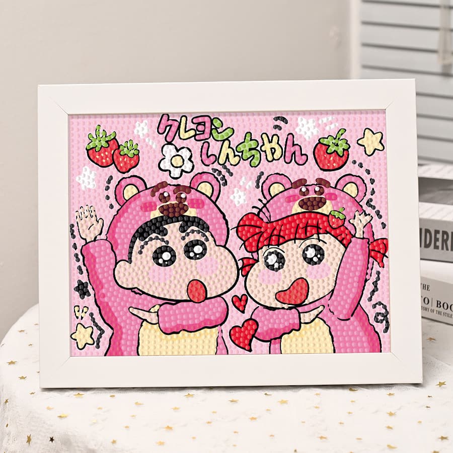 Crayon Shin-chan Couple Diamond Painting Kit for Kids DIY Craft Gift for Friends and Besties Birthday Cute Decorative Art