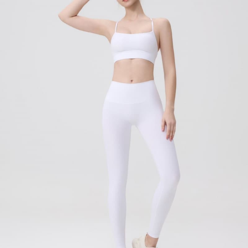 Lulu Original Label Sports Suit Vest, Y-Shaped Cropped Pants, Elastic Underwear for Running and Fitness, Nude Backless Bra for Women