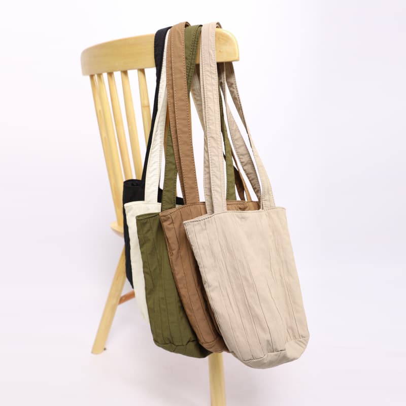 Folded Bucket Bag Women's Underarm Canvas Shoulder Bag Fresh Sweet Style Small Size Soft Cotton Polyester Lining Magnetic Buckle