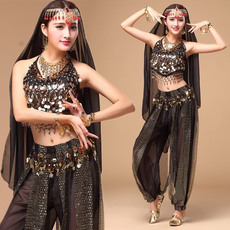 Belly Dance Costume Set, Ethnic Dance, Indian Dance Practice Outfit, Performance Wear, Adult Training Clothes