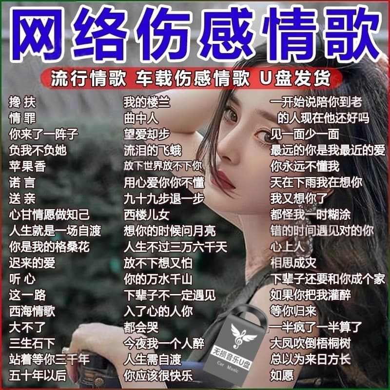 2025 New Car USB Drive with Popular TikTok Songs, Classic DJ Tracks, Lossless High-Quality Music
