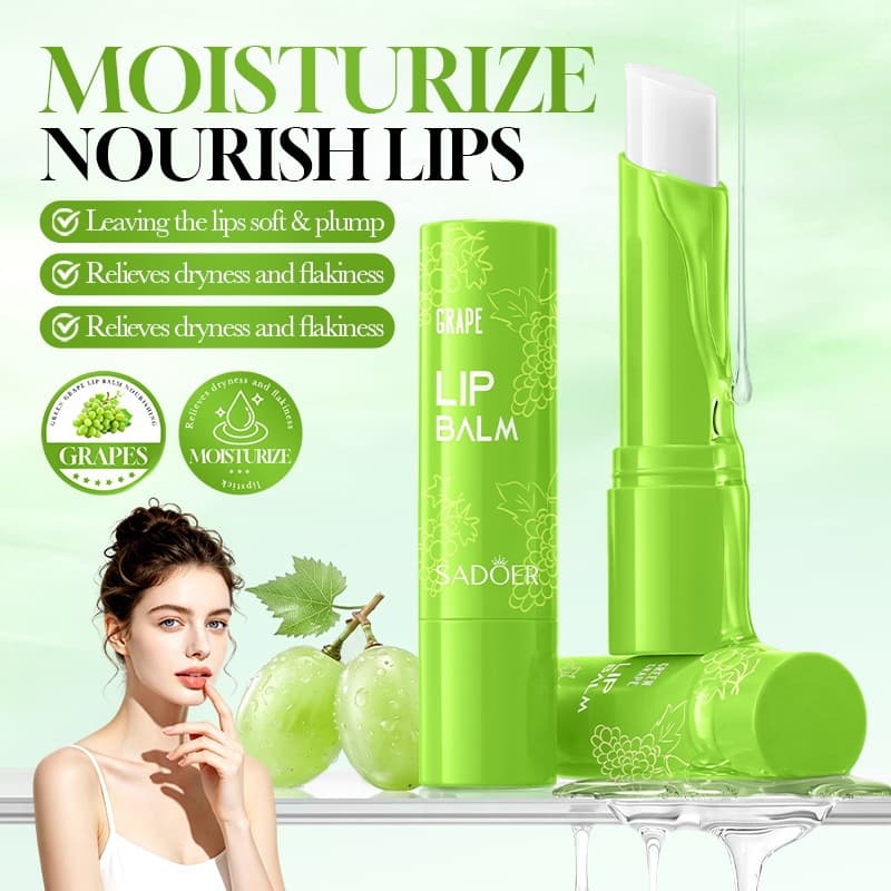 SADOER Green Grape Lip Balm Moisturizing Anti-Dryness Fade Lip Lines Lip Balm Cross-Border Export Factory