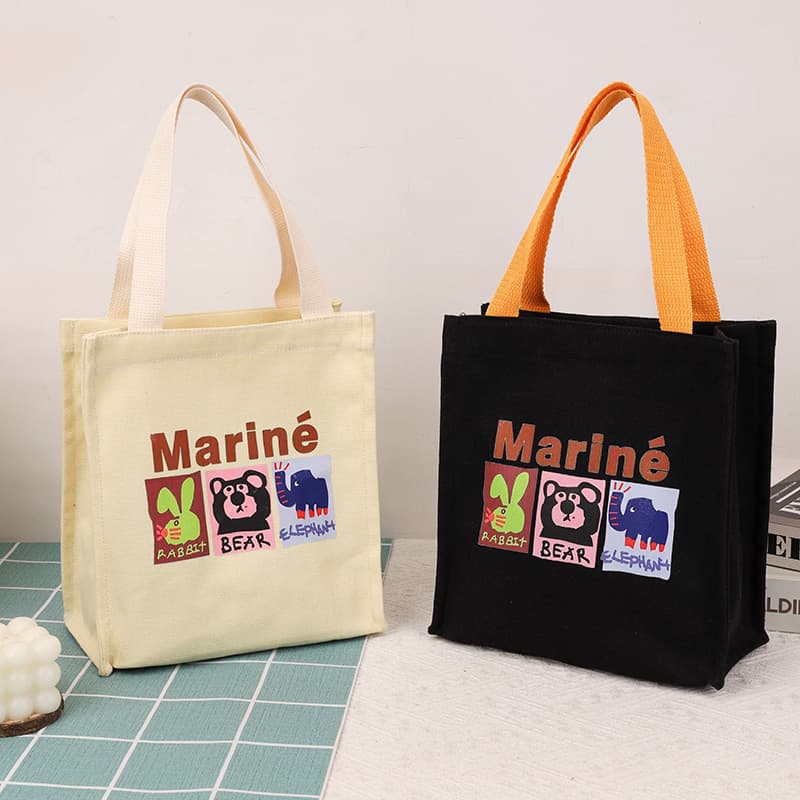 Canvas Bag Women's Handbag Tote Bag Small Crossbody Cartoon Bag Cute Square Bag Casual Mommy Bag 2024 New