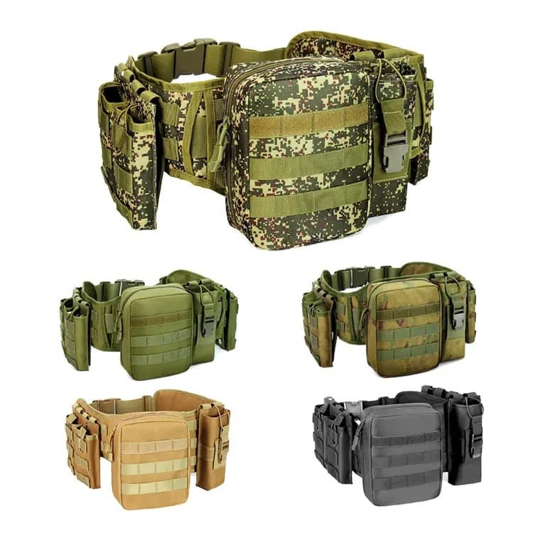 Outdoor Camo Waist Belt Accessory Pouch Combo Waist Bag Multi-Functional Polyester Tactical Waist Bag Military Camo Pouch Belt