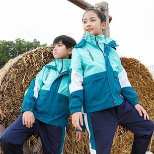 Cold-Weather Elementary Student Jacket School Uniform Three-Piece Set Children's Class Uniform Kindergarten Uniform Winter Detachable Hood