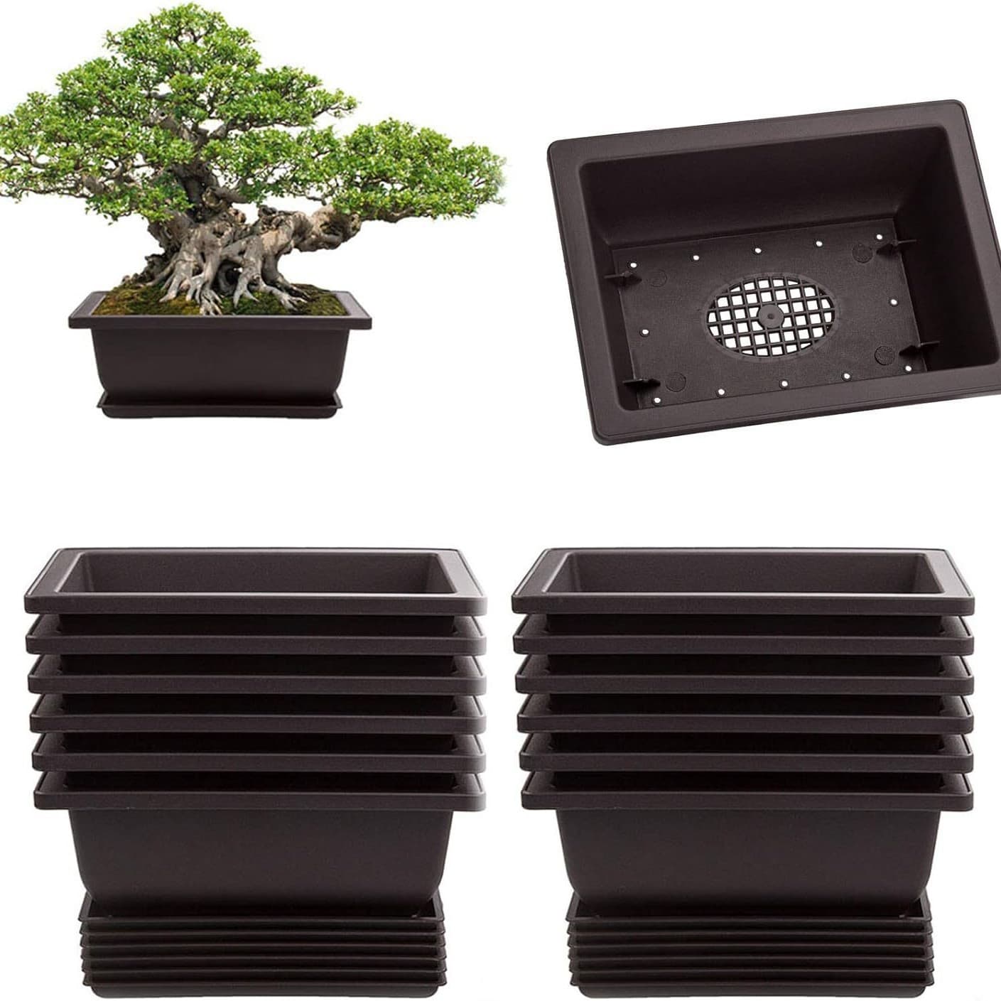 Imitation Purple Sand Plastic Flower Bonsai Training Pot Succulent Square Rectangle Landscape Bonsai Planting Pot Cross-border