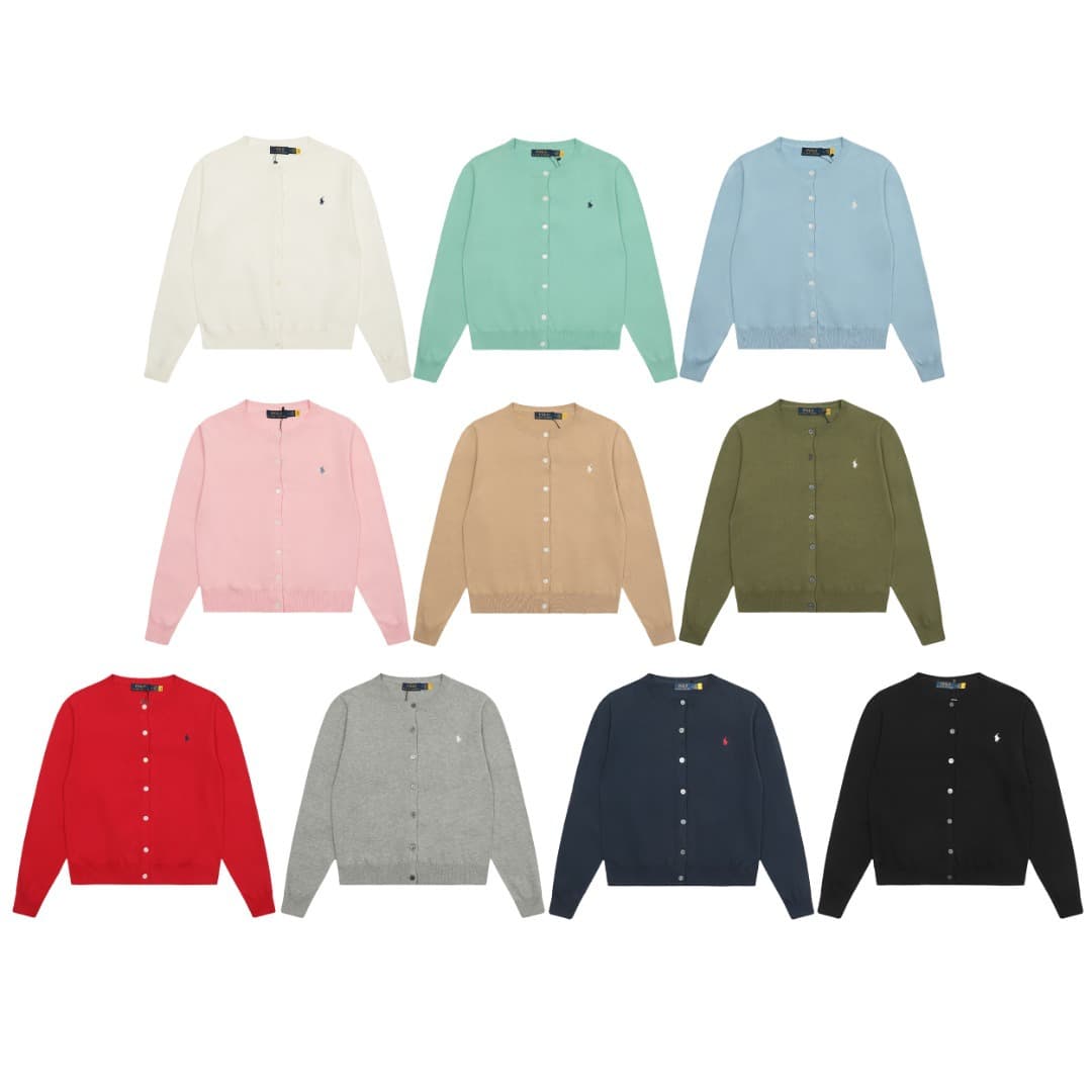 One piece dropshipping ~ Raff rl classic basic versatile plain knitted round neck cardigan long-sleeved small jacket Scan the code