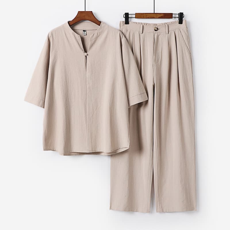 Chinese Zen Tea Garment Layman Suit Set, Chinese-style Tang Suit Improved Hanfu Retro Kimono Taoist Robe Buddhist Men's Clothing