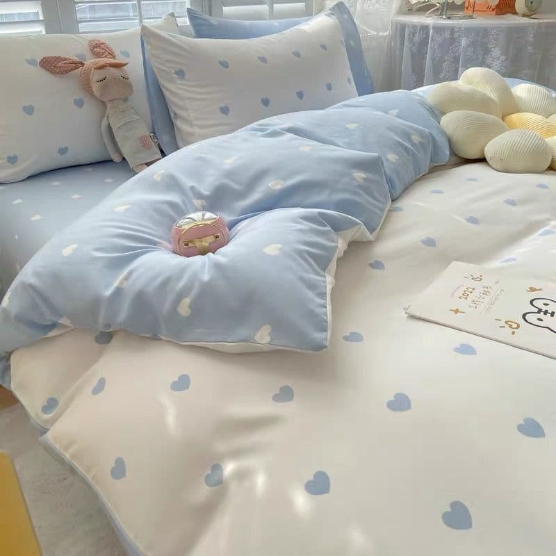 Washed Cotton Four-Piece Set Duvet Cover Sheet Bedding Student Dormitory Blanket Duvet Cover Brushed Three-Piece Set Bed Single