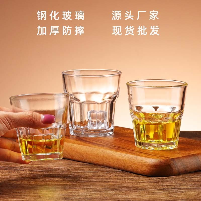 Tempered octagonal cup, thickened glass cup, 160ml beer cup, whiskey cup, KTV bar spirit cup, small beer cup