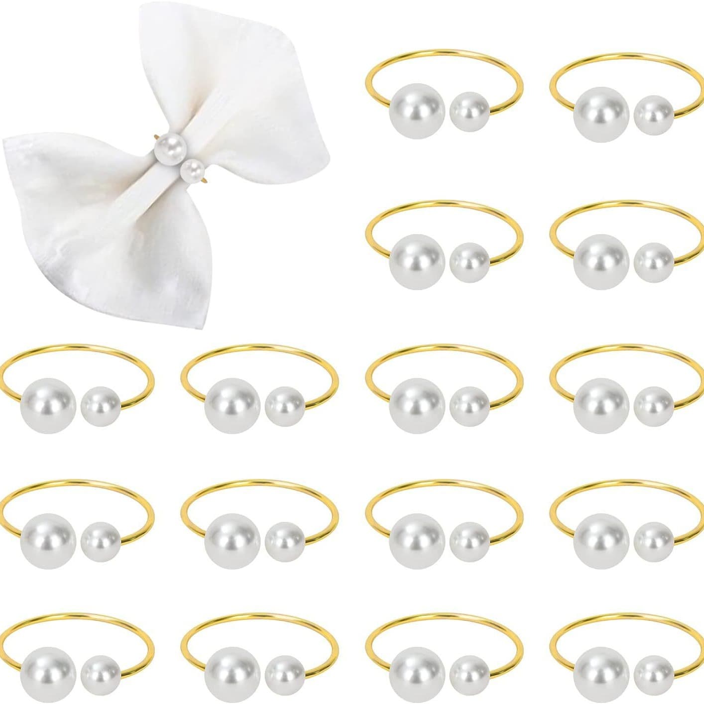 Creative Pearl Napkin Ring Valentine's Day Table Setting Cross-Border Silver Metal Napkin Holder Holiday Party Decoration
