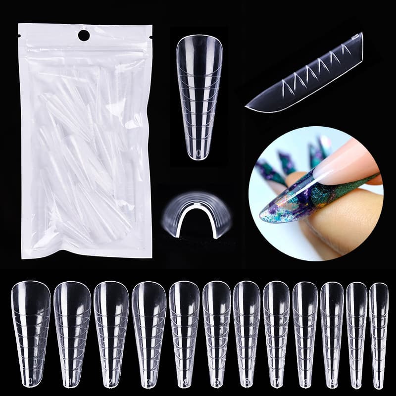 Cross-border source seamless nail tips, ultra-thin full cover transparent half cover extension nail tips, fake nail tips bagged