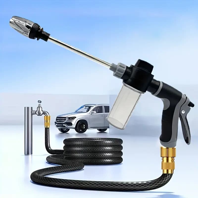 Source factory long-handled high-pressure water gun for home car washing tools, metal extended handle with rubber-coated handle.