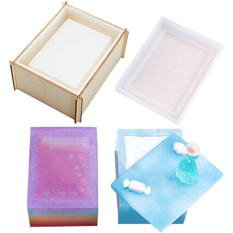 Crystal Epoxy Resin Storage Rectangular Covered Tissue Box Paper Box Silicone Mold