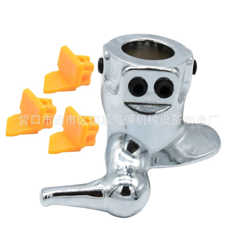 Tire changer accessories for motorcycles, including a bird-head tire changer tool head with three durable rubber pads.