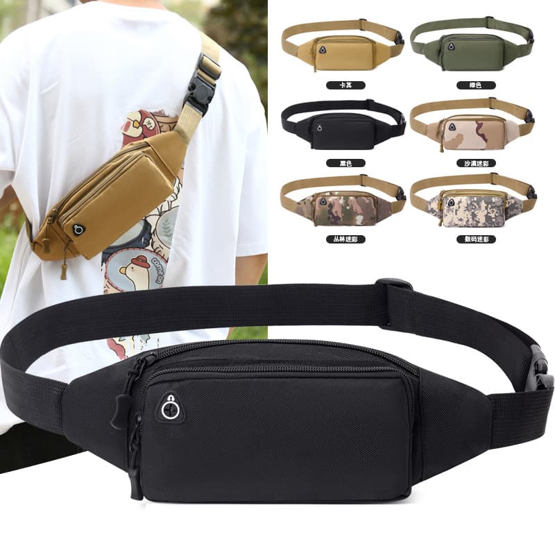 Multi-functional Outdoor Leisure Canvas Waist Bag New Sports Running Phone Chest Pack Men's Water-resistant Business Cashier Bag