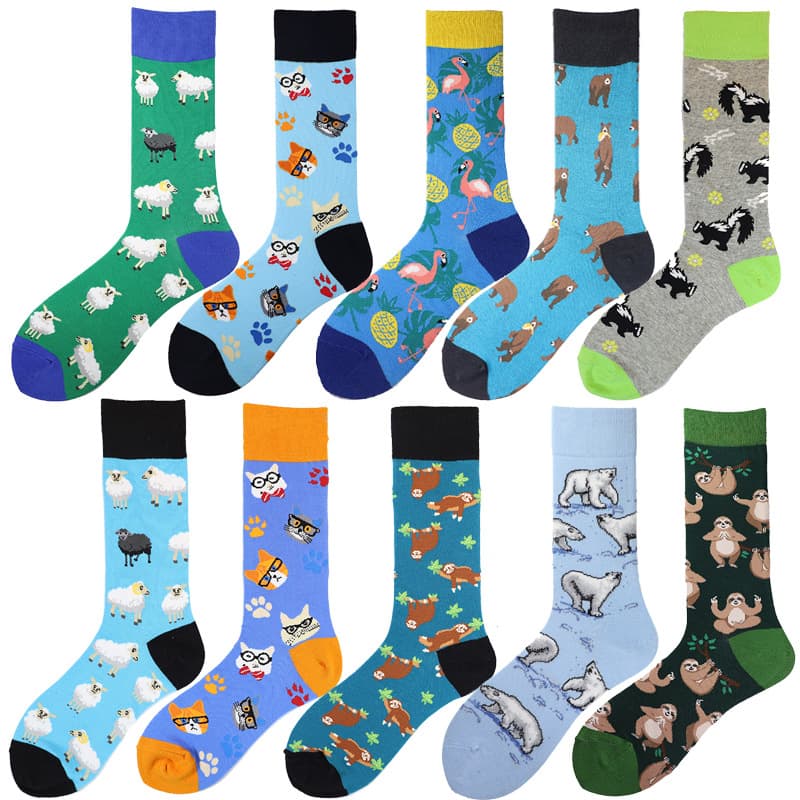 Cross-Border Trendy Men's and Women's Animal Series Socks Wholesale: Cat, Sloth, Sheep, Polar Bear, Flamingo, Brown Bear, Bear Cub