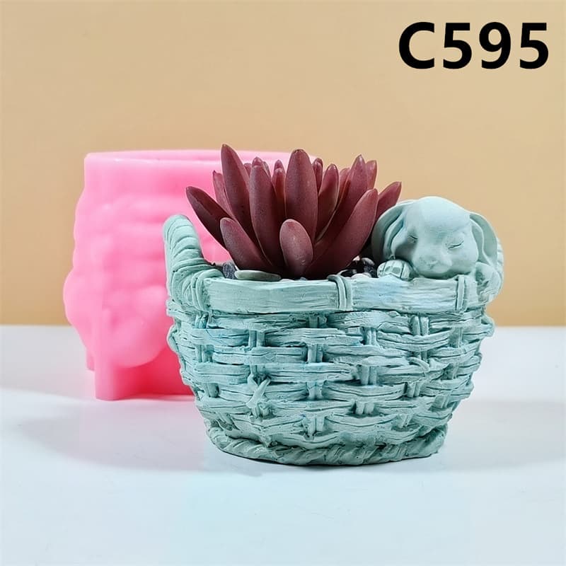 Puppy Flower Pot Silicone Mold DIY Handmade Succulent Plant Pot Home Indoor Decoration C595