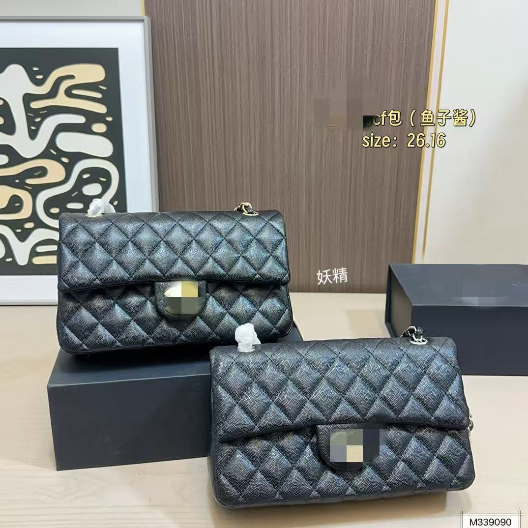 2025 New Chanel-style CF Chain Women's Bag Classic Quilted Caviar Lambskin Shoulder Crossbody Underarm Bag