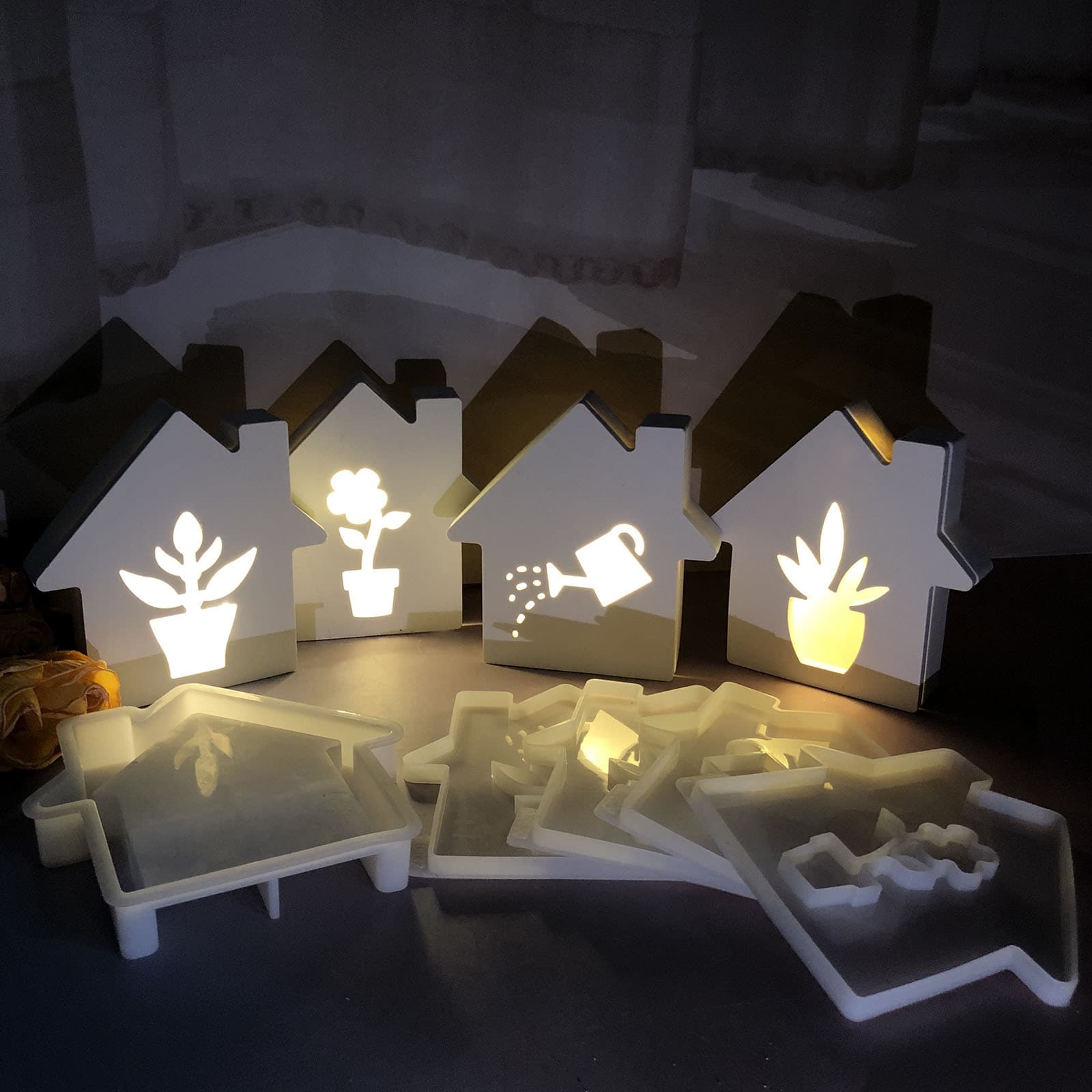 House projection box ornaments decoration cement plaster mold DIY silicone mold