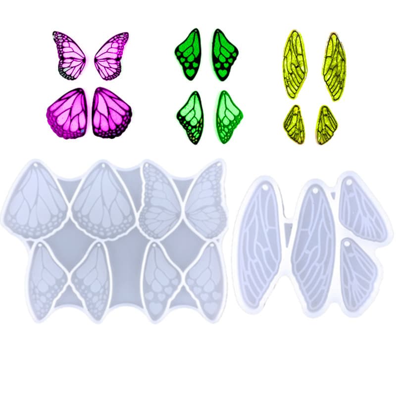 DIY Butterfly Wing Shape Earring Silicone Mold Key Necklace Pendant Epoxy Resin Cake Decoration Mold