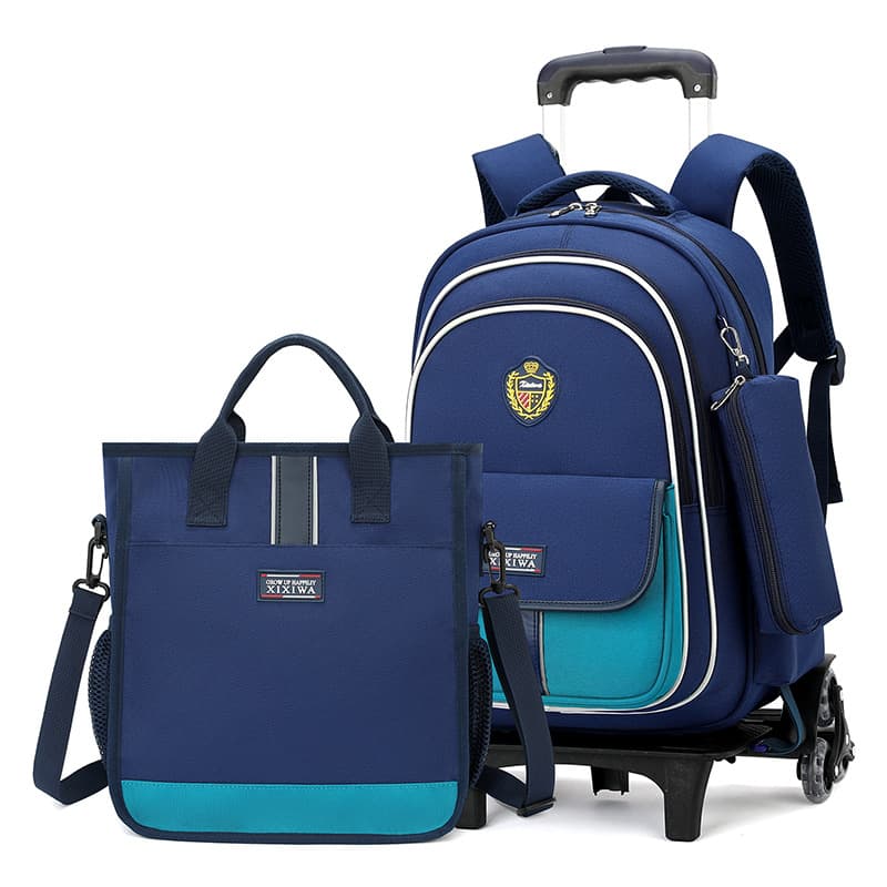 Primary and Secondary School Trolley Backpack for Girls Grades 3-5-6-9, Boys Large Capacity Children's Stair-Climbing 2-in-1