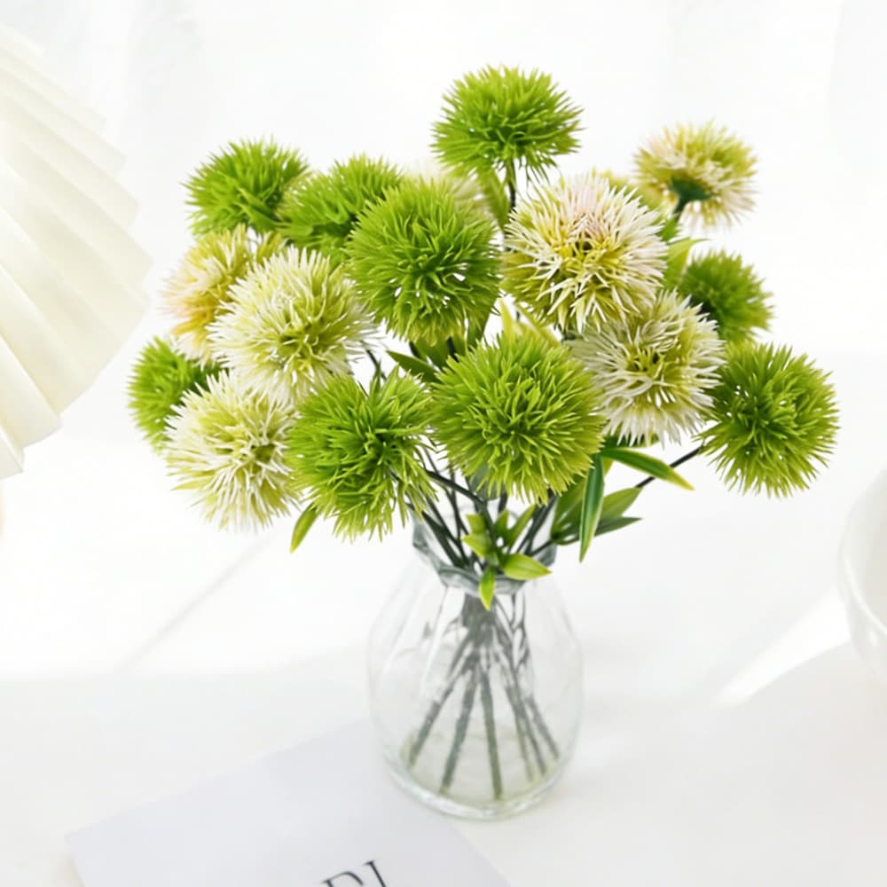 Artificial Single Stem Dandelion Plastic Flower, European-Style Scallion Ball, Home Plant Decoration Ornament for Flower Arrangement Gardening