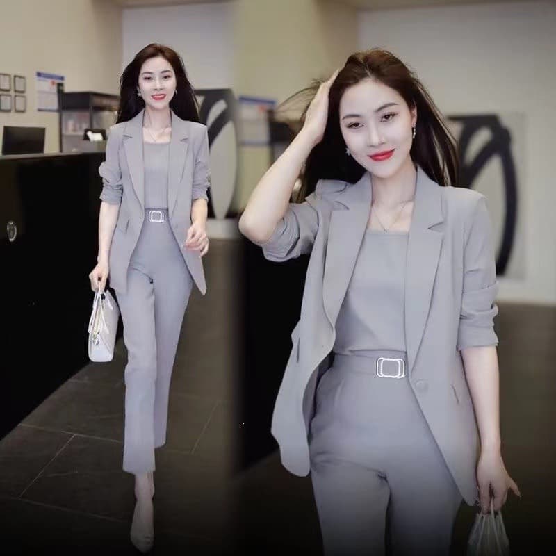 Casual Fashion Women's Suit Set Stylish Blazer 2025 Spring New Trendy Age-Defying Professional Wear Three-Piece Suit