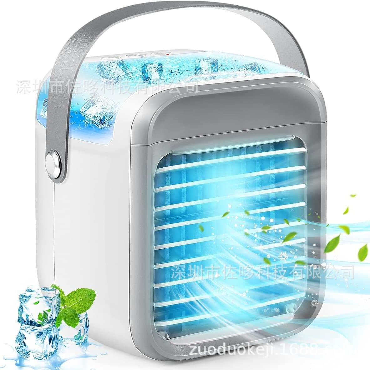 Portable Personal Evaporative USB Air Cooler Mini Fan with 3 Speeds, 7 Colors, Humidifier