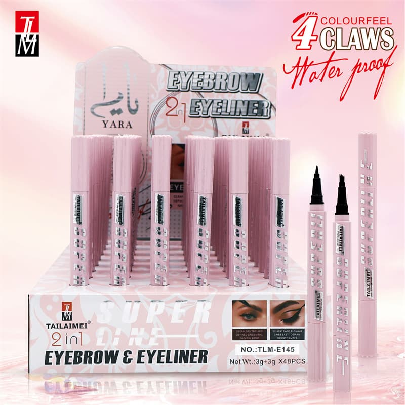 2-in-1 Split Eyebrow Pencil and Eyeliner Pen Waterproof Dual-Ended Eyebrow Ink Pen Natural Eyebrow and Eyeliner Pencil