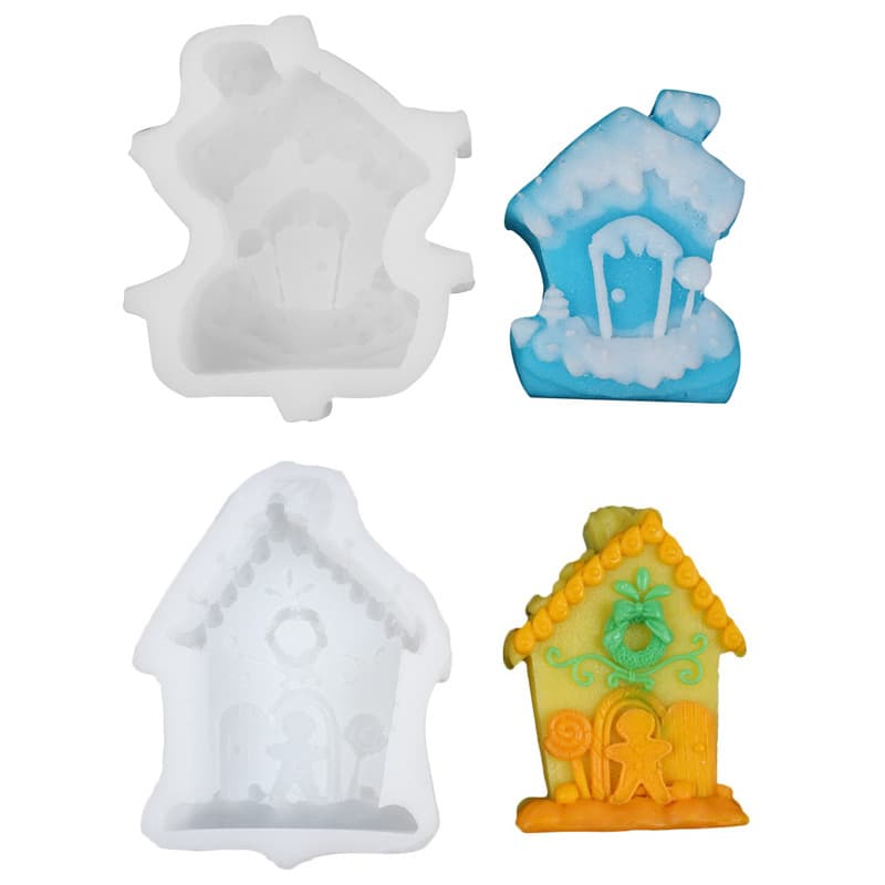 House silicone mold flat tile house shape aromatherapy candle silicone mold