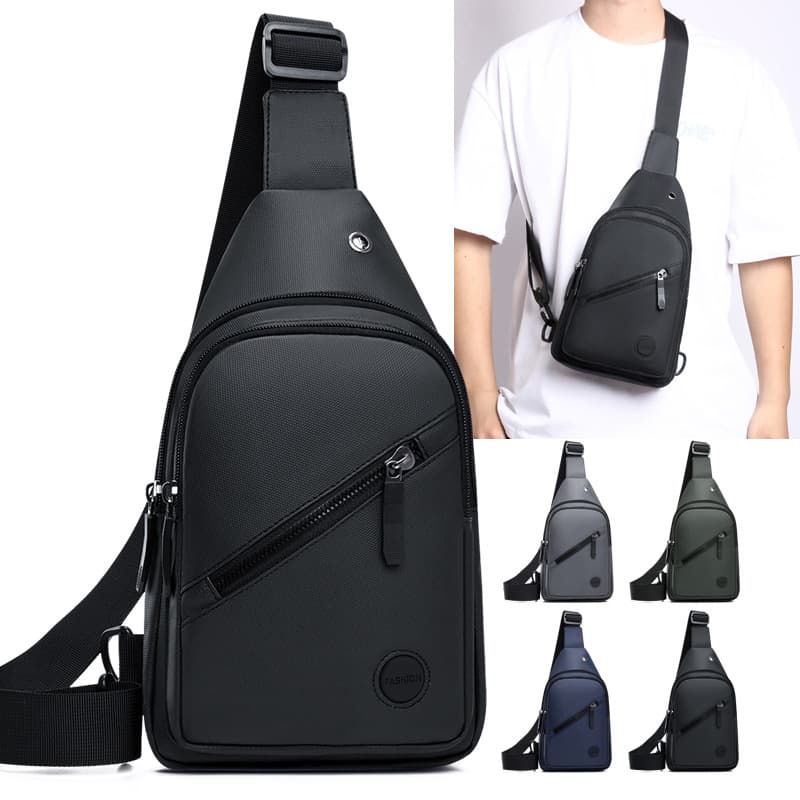 Cross-border men's chest bag, fashionable and simple crossbody bag, portable multi-layer shoulder bag, commuting small backpack, sports bag