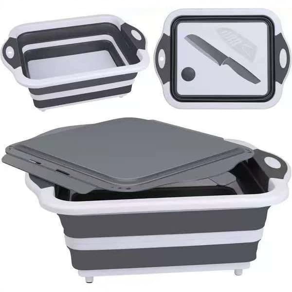 Plastic Folding Water Filter Basket for Home Use, Extendable Fruit and Vegetable Washing Basin, Portable Draining Cutting Board, Kitchen Tool
