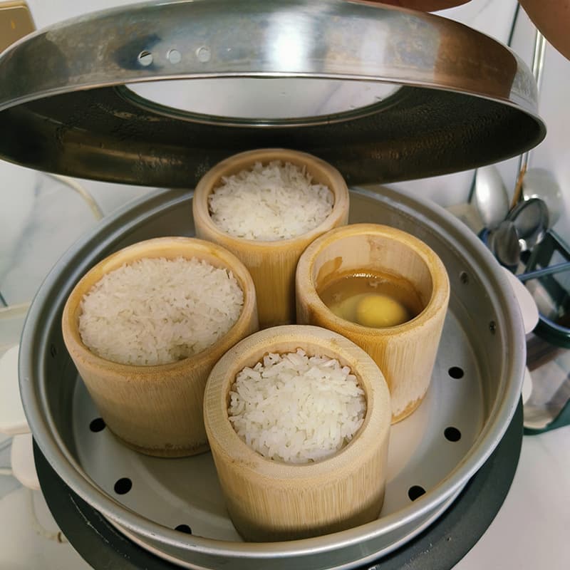 Bamboo Tube Rice Steamer for Home Use - Pure Natural Handmade Bamboo Rice Bucket, Multi-functional for Steaming Rice, Eggs, Soup