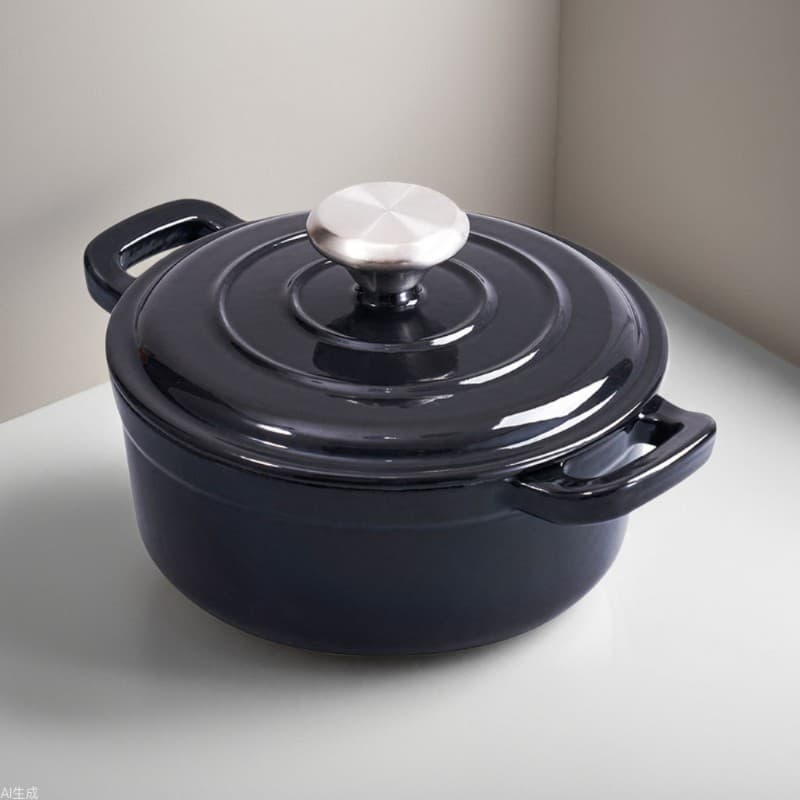 Yuekai Household Cast Iron Enamel Pot Wholesale Mini Enameled Pot Stew Pot Double Ear Soup Pot Non-stick Pot Household Iron Pot